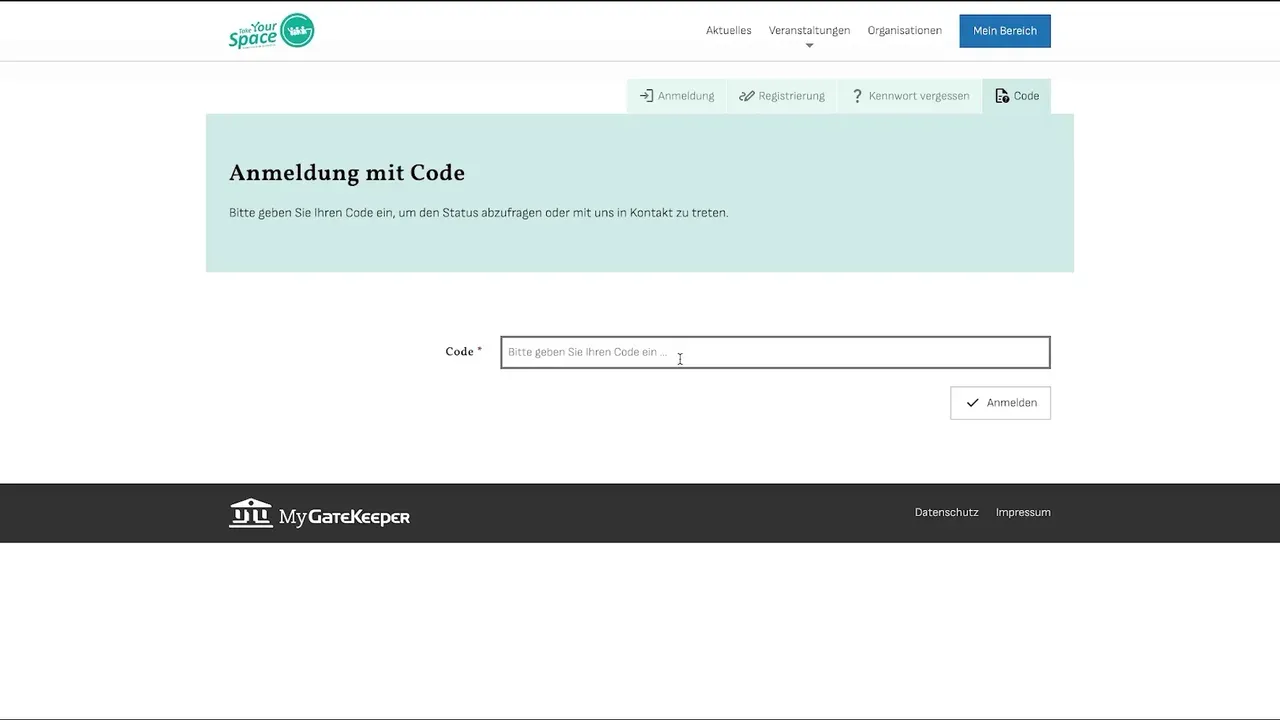 Code eingeben